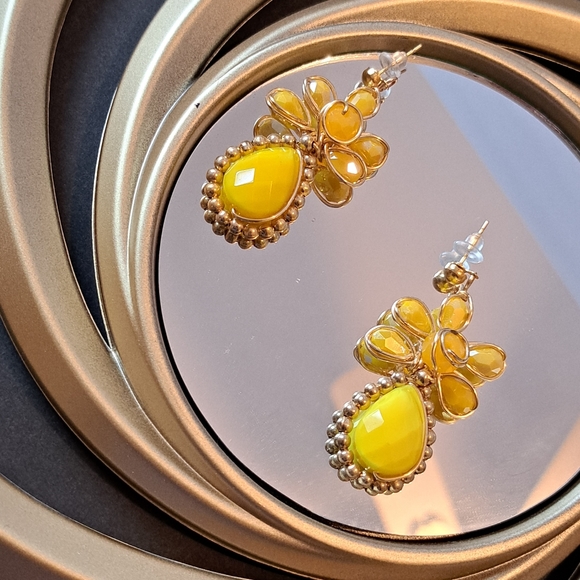 Earrings hand made, color yellow - Picture 3 of 3